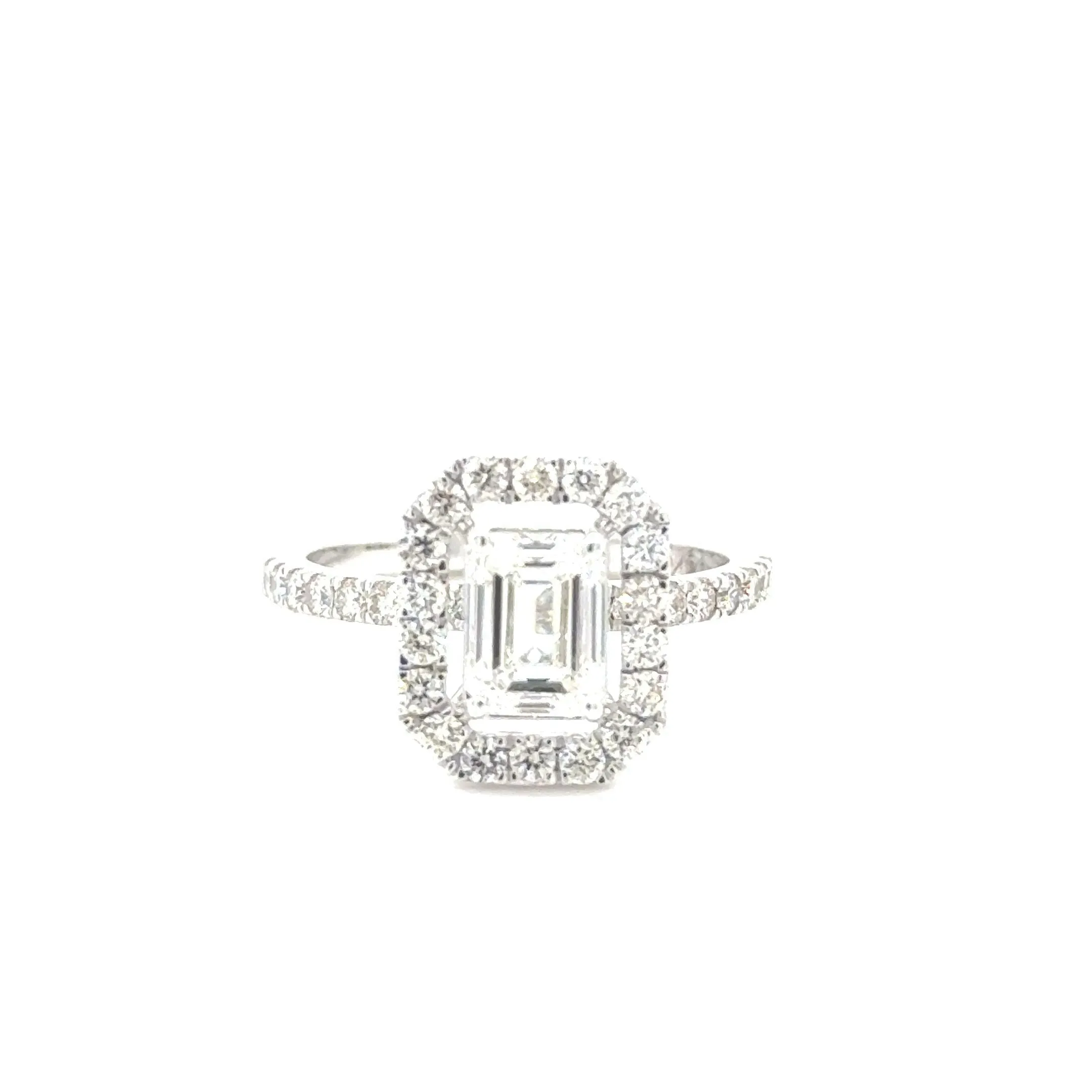 14K White Gold Emerald Cut 1.55ct Diamond Engagement Ring