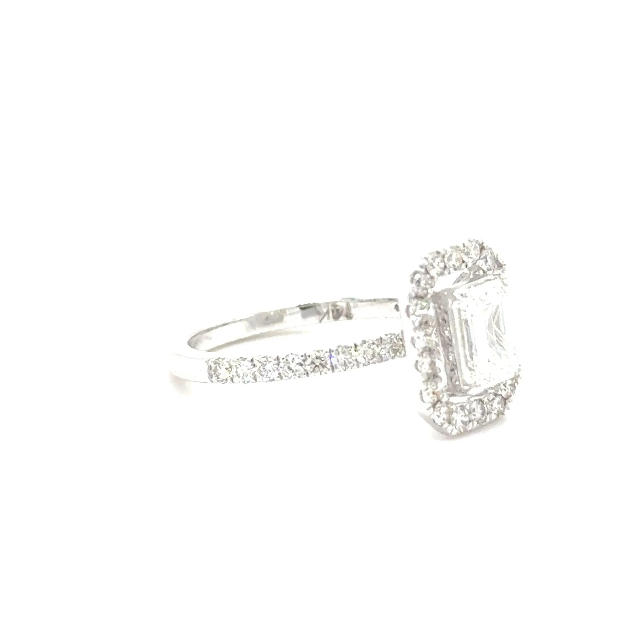 14K White Gold Emerald Cut 1.55ct Diamond Engagement Ring