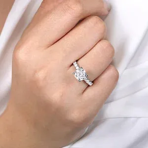 14K White Gold Round Diamond Engagement Ring-Ulani