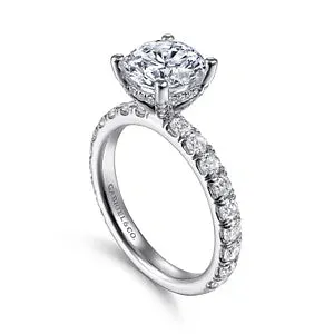 14K White Gold Round Diamond Engagement Ring-Ulani