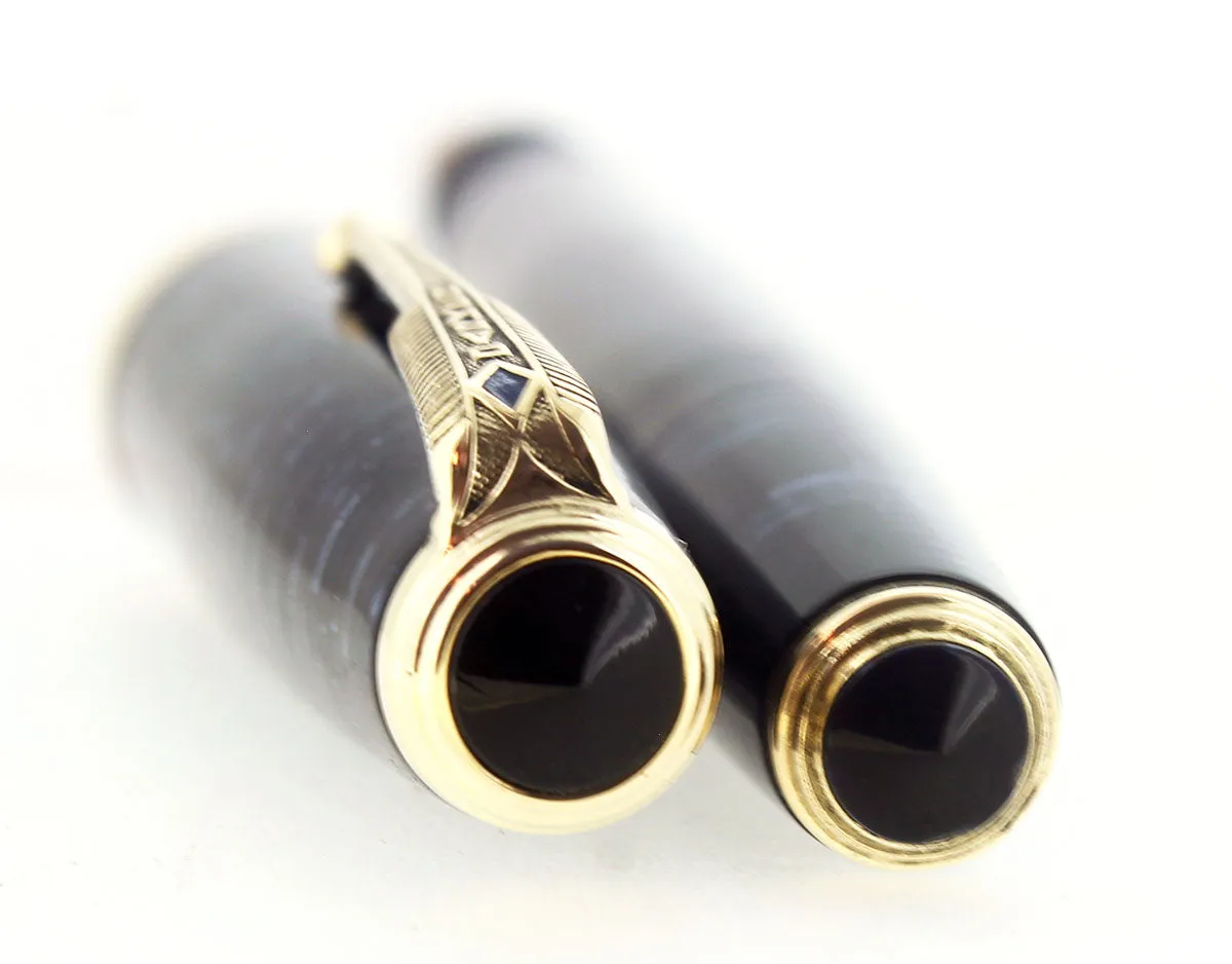 1940 PARKER VACUMATIC AZURE PEARL DOUBLE JEWEL MAJOR FOUNTAIN PEN RESTORED