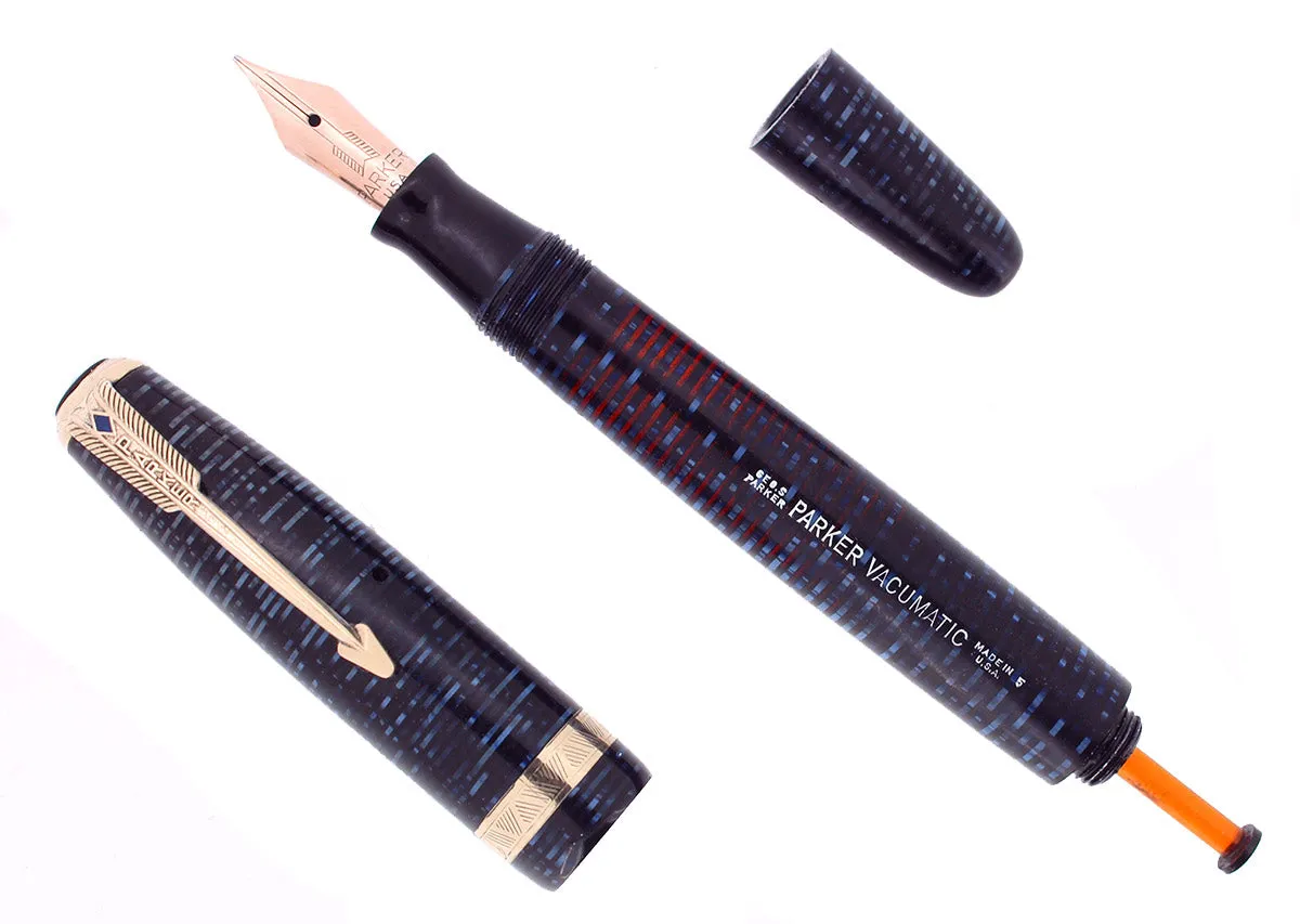 1945 PARKER VACUMATIC MAJOR AZURE BLUE PEARL FOUNTAIN PEN RESTORED