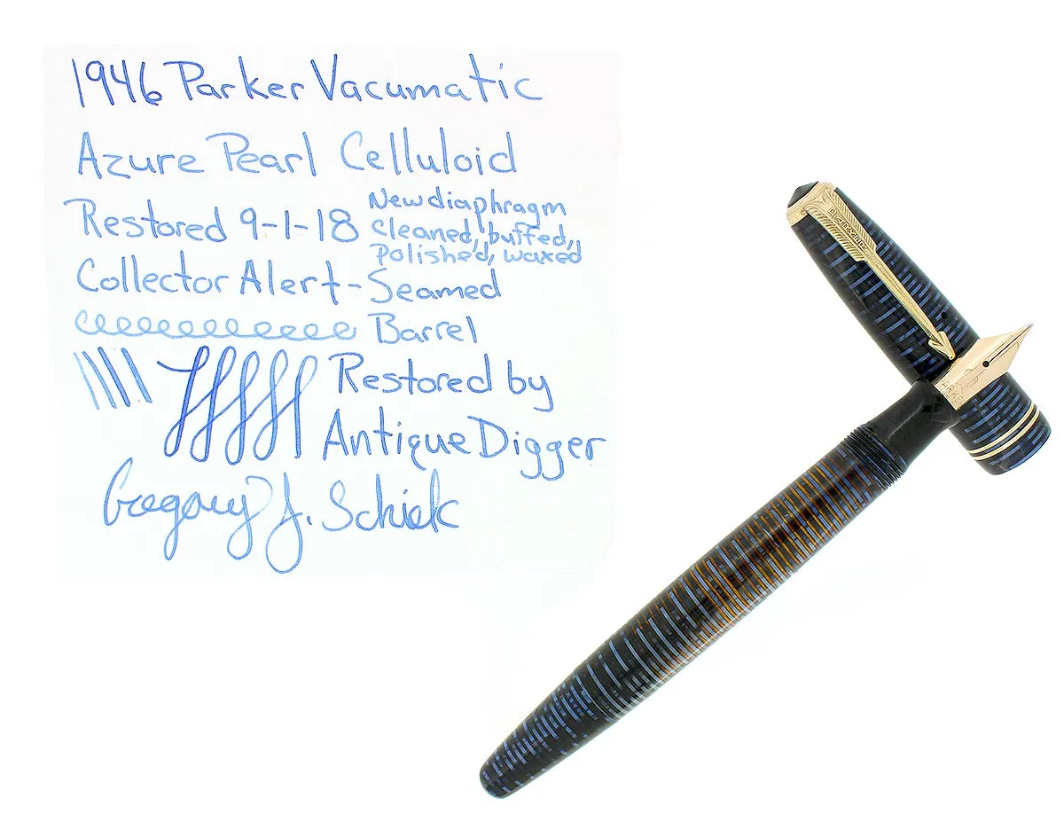 1946 PARKER AZURE PEARL VACUMATIC FOUNTAIN PEN RESTORED