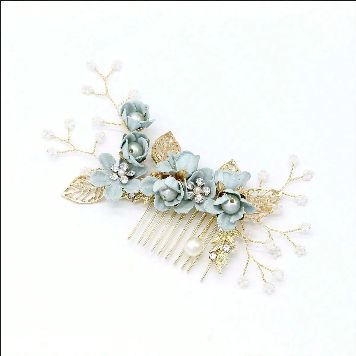 1pc Fashionable Bridal Wedding Hair Accessory In Green And White Colors With A Fresh And Delicate Style, Suitable For Bridesmaid And Little Girls Tiaras