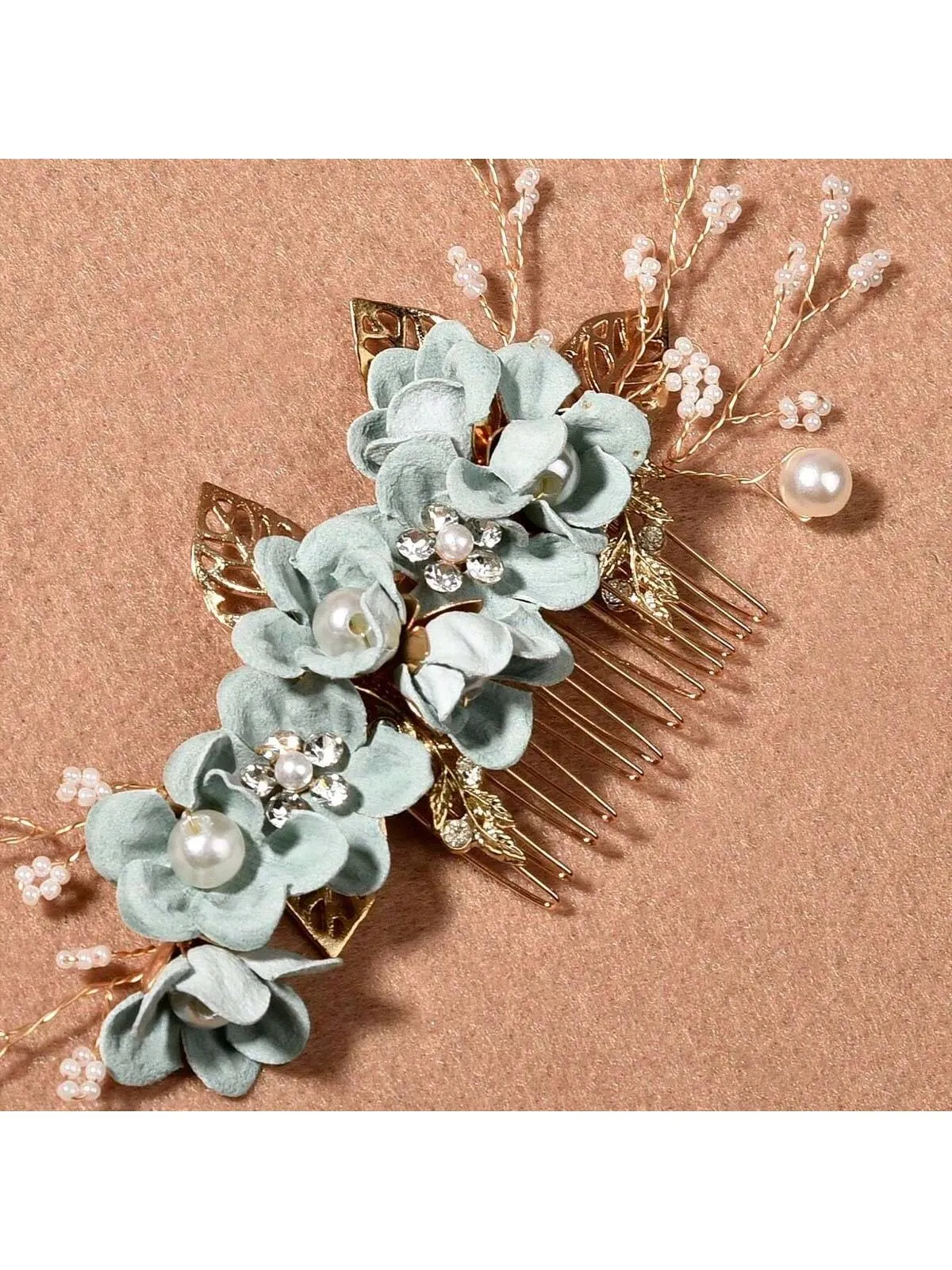 1pc Fashionable Bridal Wedding Hair Accessory In Green And White Colors With A Fresh And Delicate Style, Suitable For Bridesmaid And Little Girls Tiaras