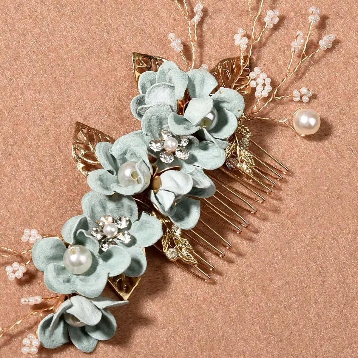 1pc Fashionable Bridal Wedding Hair Accessory In Green And White Colors With A Fresh And Delicate Style, Suitable For Bridesmaid And Little Girls Tiaras