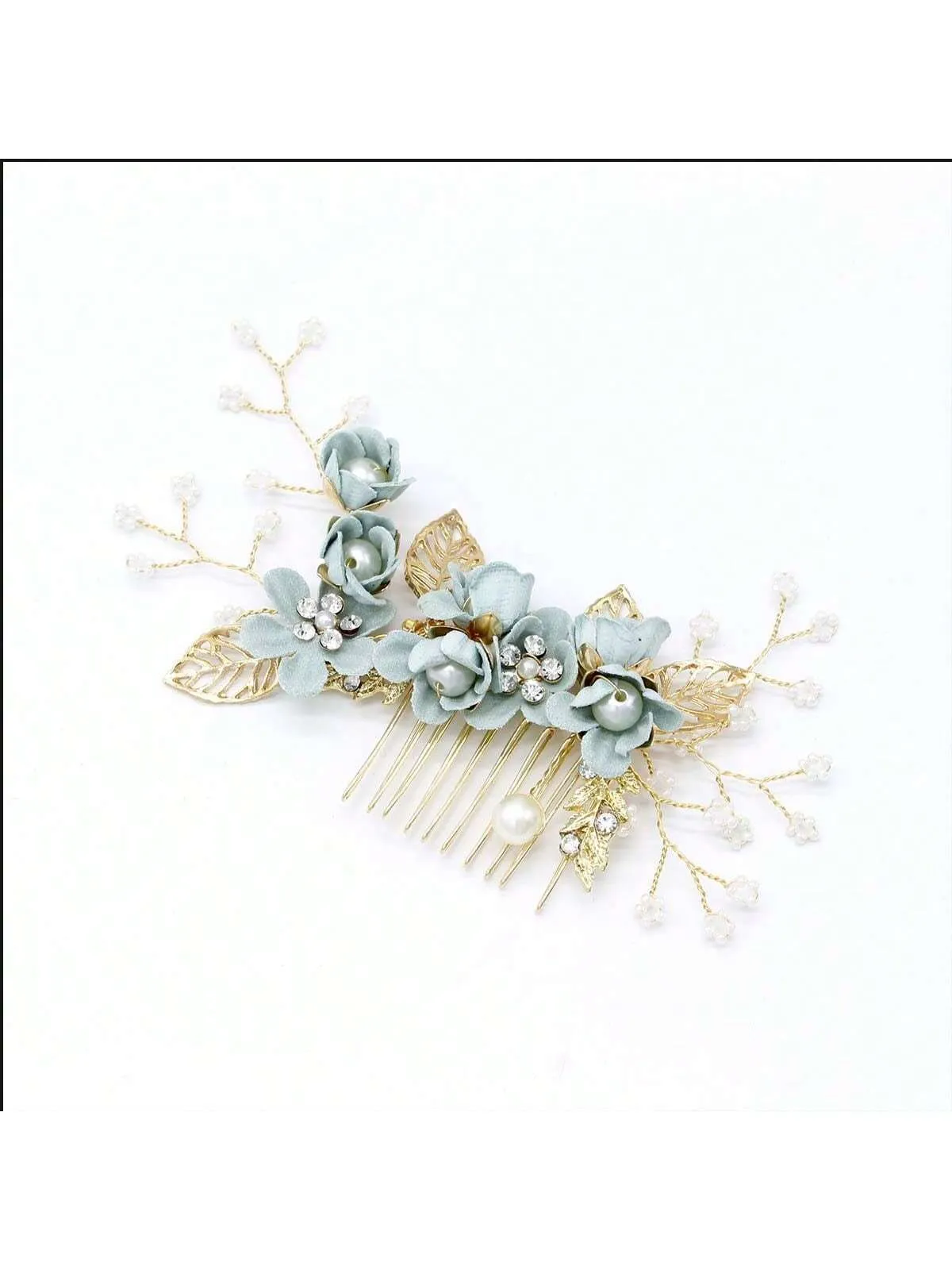 1pc Fashionable Bridal Wedding Hair Accessory In Green And White Colors With A Fresh And Delicate Style, Suitable For Bridesmaid And Little Girls Tiaras