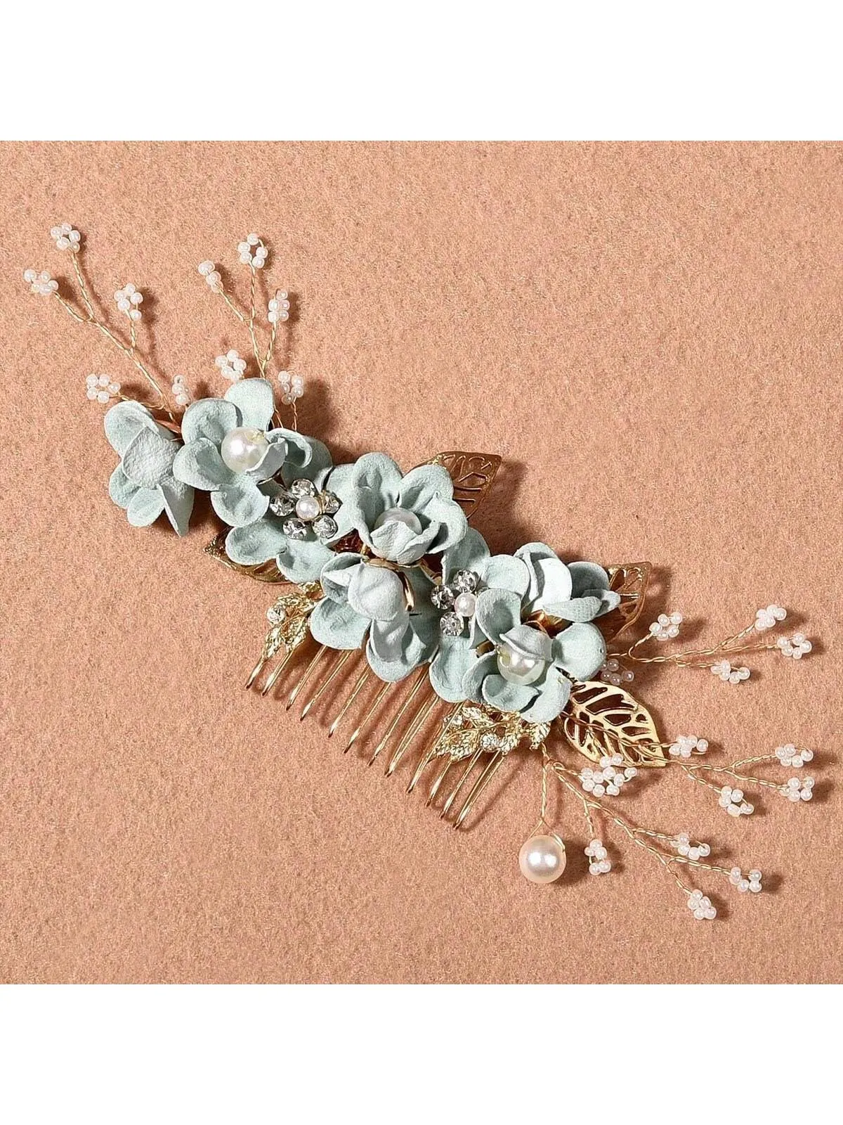 1pc Fashionable Bridal Wedding Hair Accessory In Green And White Colors With A Fresh And Delicate Style, Suitable For Bridesmaid And Little Girls Tiaras