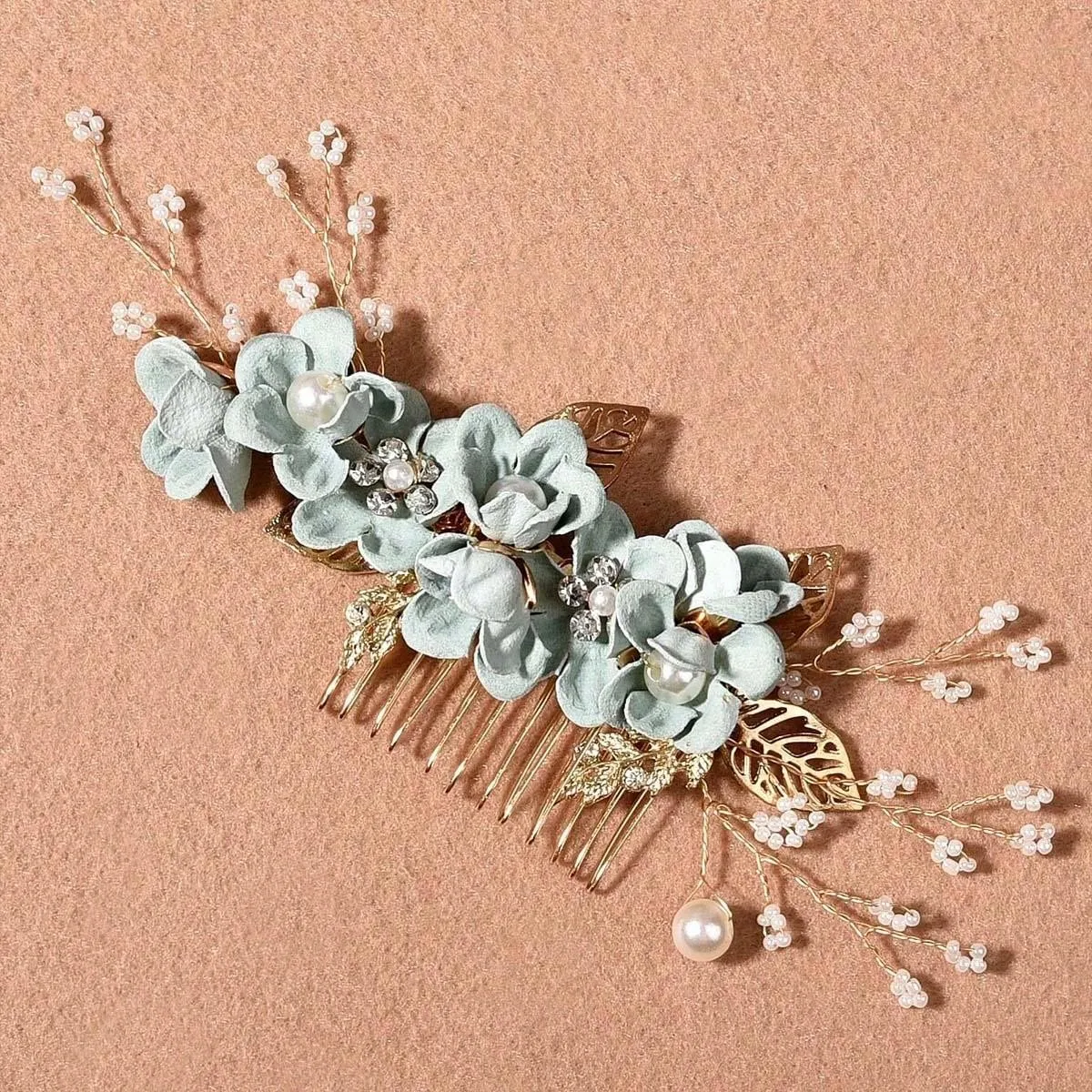 1pc Fashionable Bridal Wedding Hair Accessory In Green And White Colors With A Fresh And Delicate Style, Suitable For Bridesmaid And Little Girls Tiaras