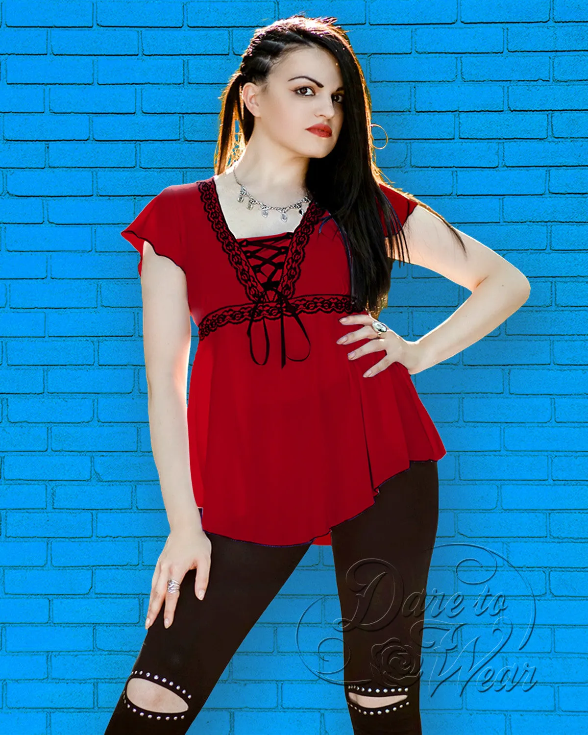 Angel Top in Scarlet/Black