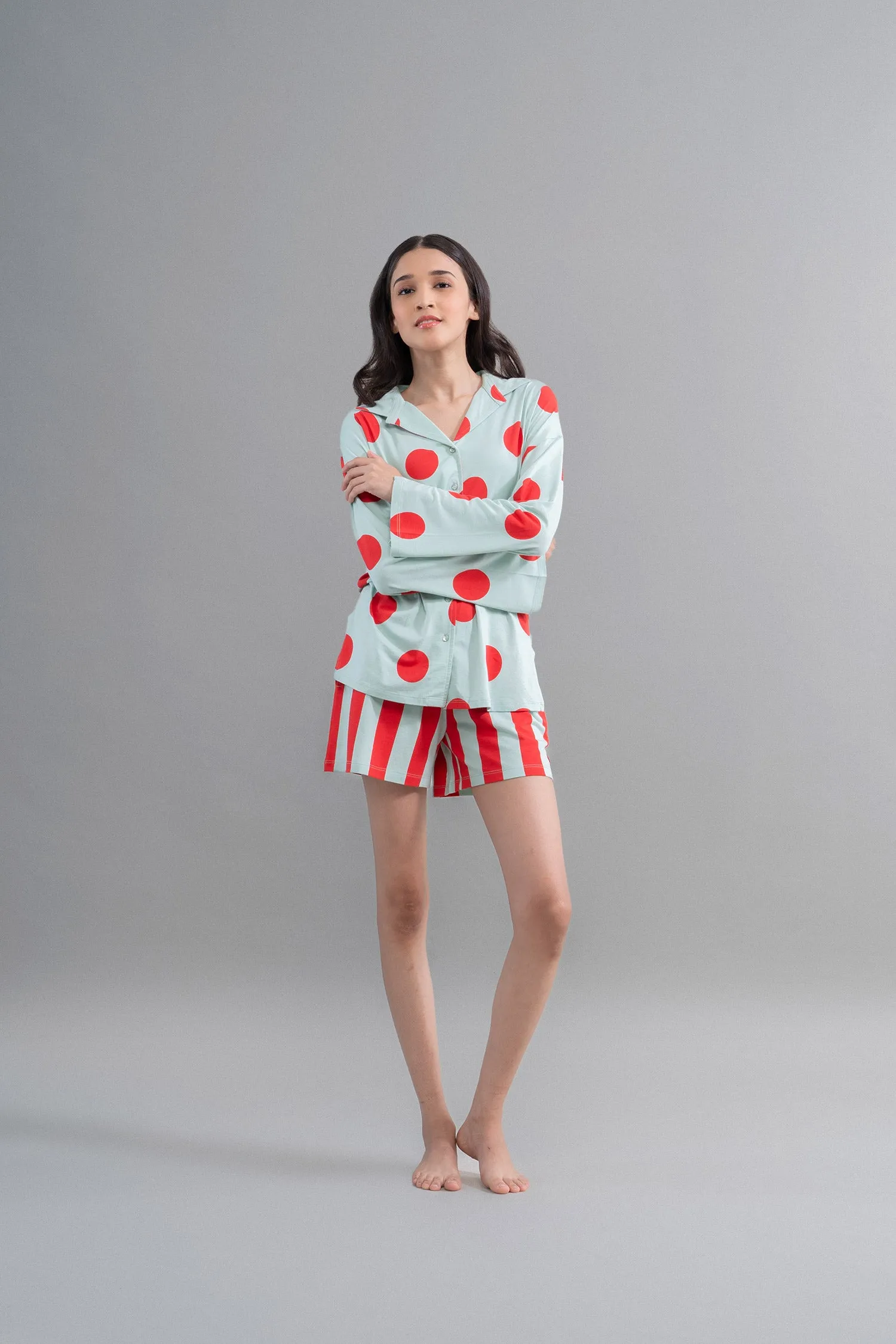 Aqua Red Stripe Supima Shorts