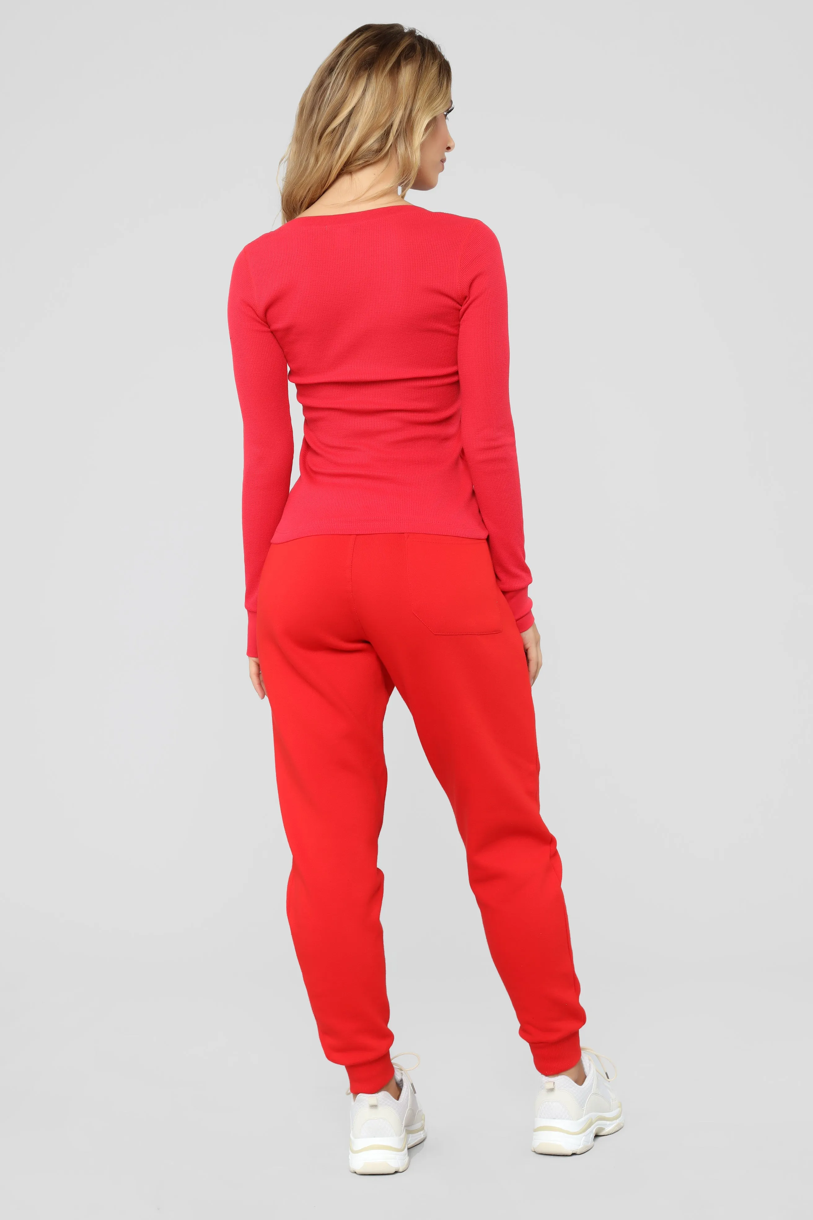Ashley V Neck Top - Scarlet Red