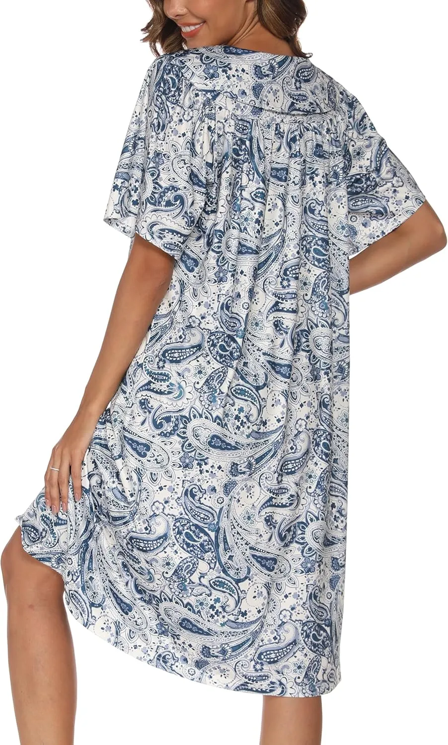 AVIIER House Dress Women Short Sleeve Mumu Lounge Dresses Patio Nightgowns with Pockets