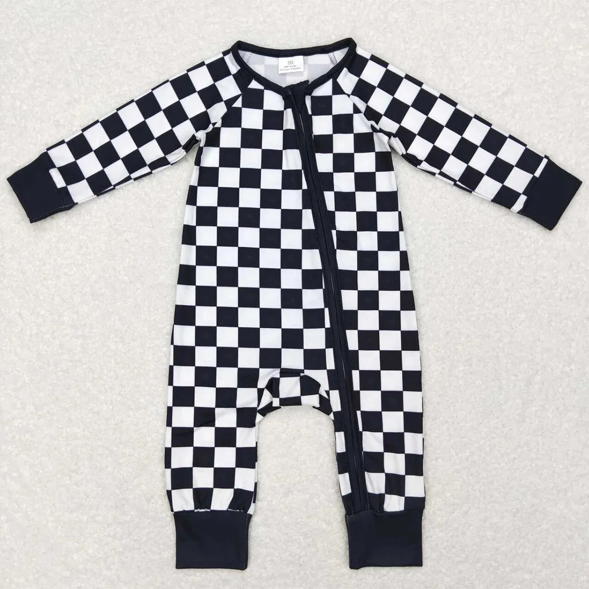 Baby Romper - Boys - Zip - Black & White Checkerboard Unisex