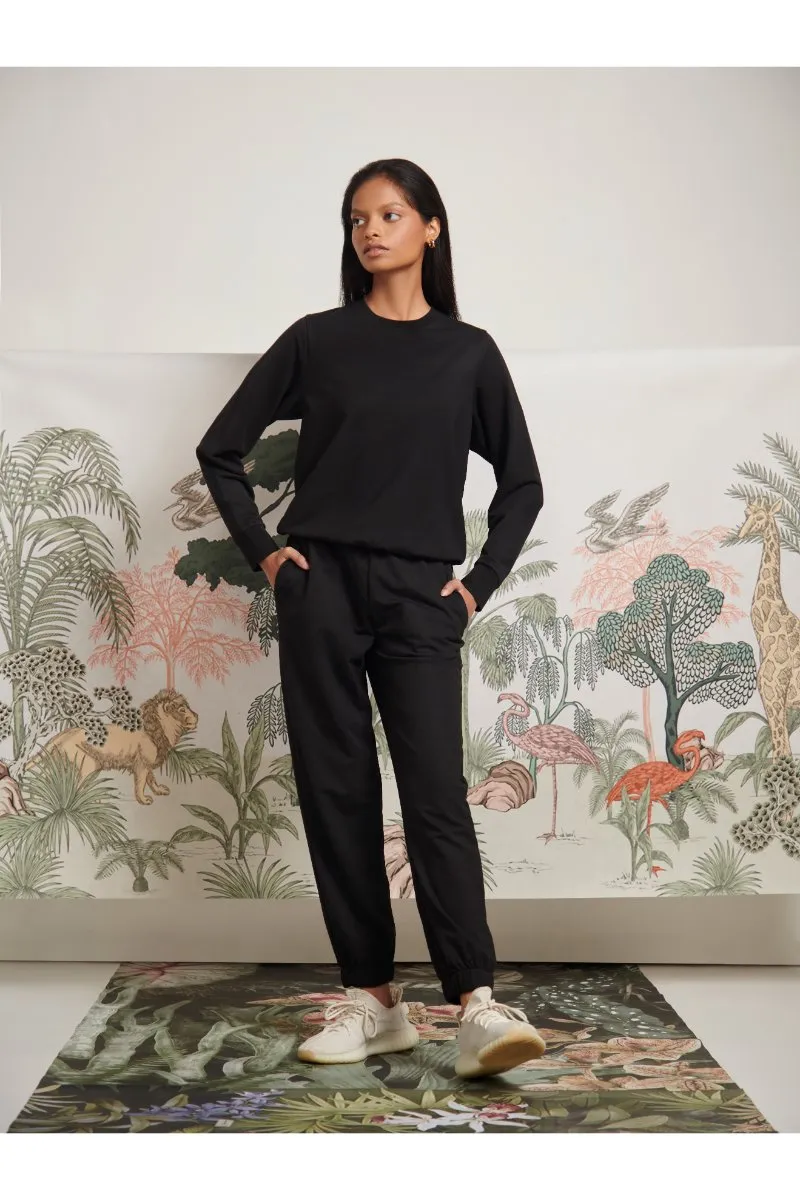 Bamboo Terry Black Travel Jogger Set