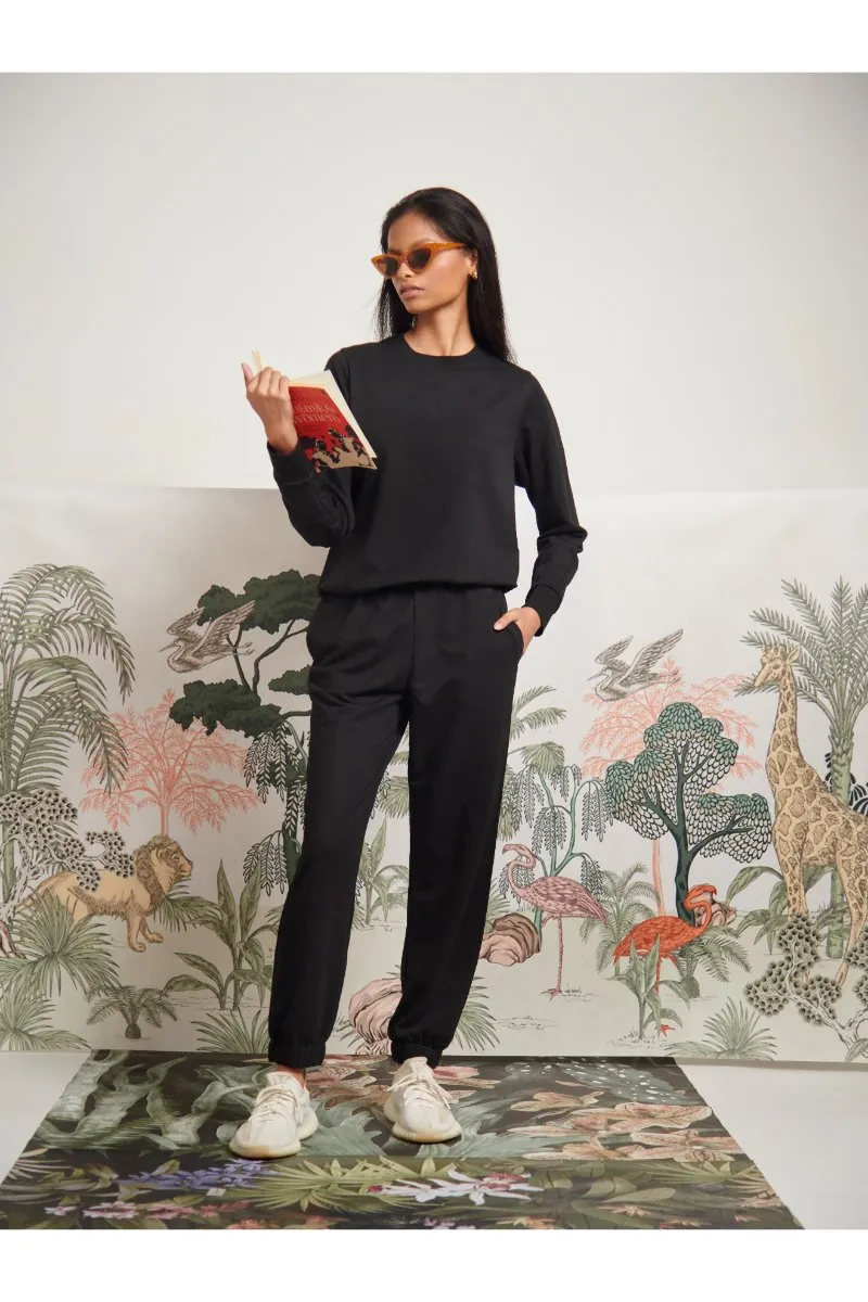 Bamboo Terry Black Travel Jogger Set