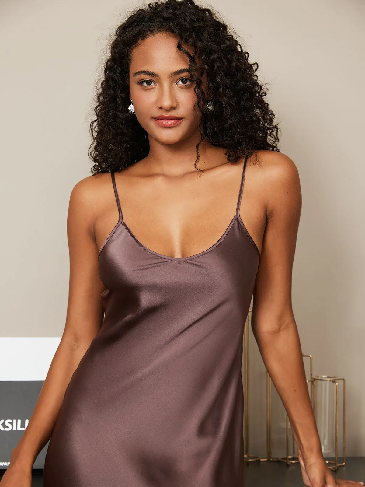 Classic Spaghetti Strap Long Silk Nightgown
