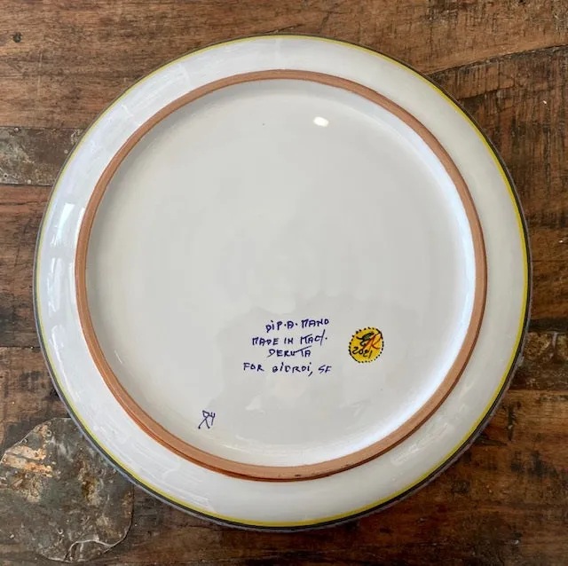 Collectible Majolica Pasta Bowl Blues & Greens, Large 14"d