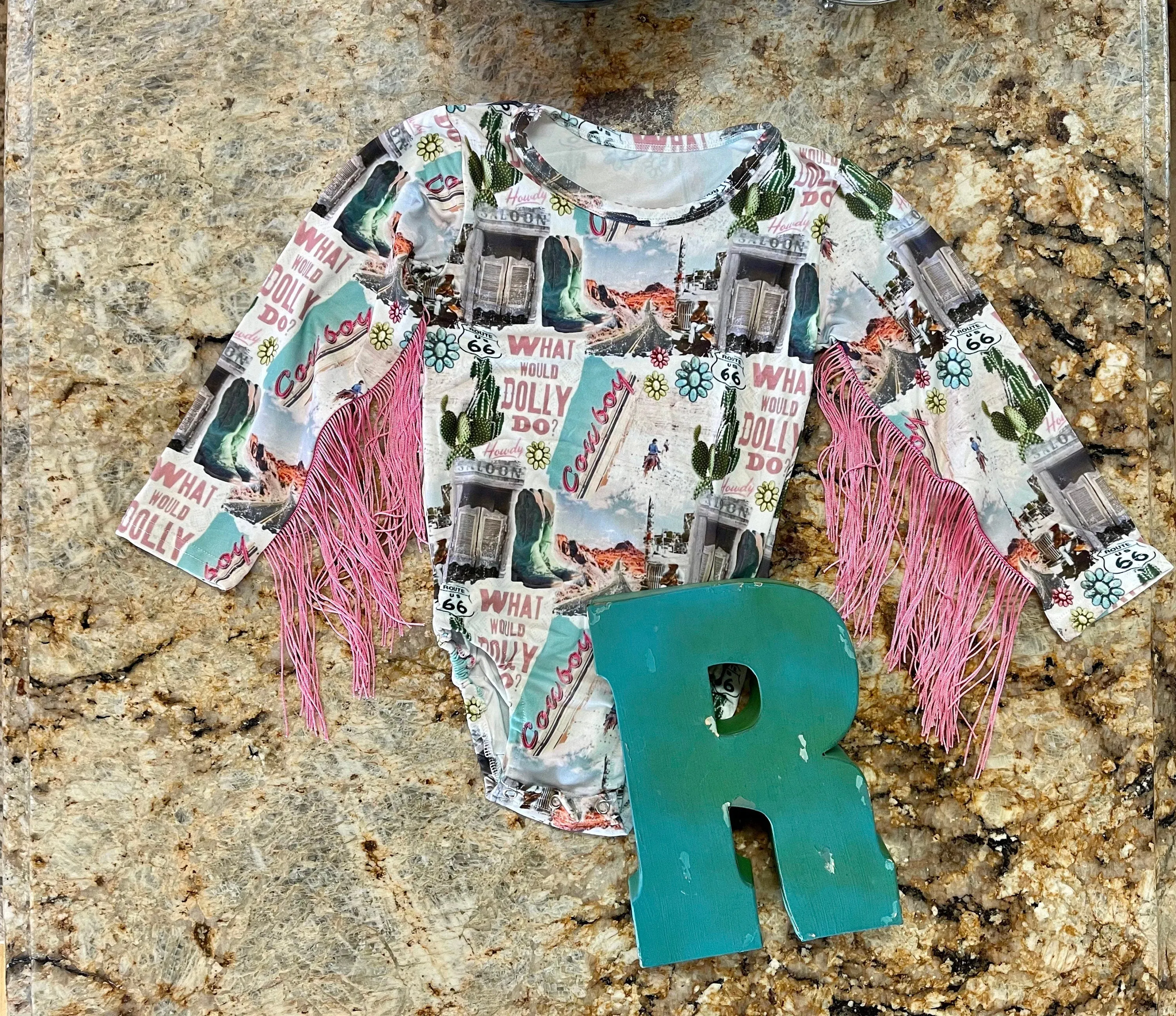 COWGIRL Shirt DOLLY Parton Button Up Shirt What Would Dolly Do Shirt and Bodysuit Girls Fringe Bodysuit Western Shirt for Girls
