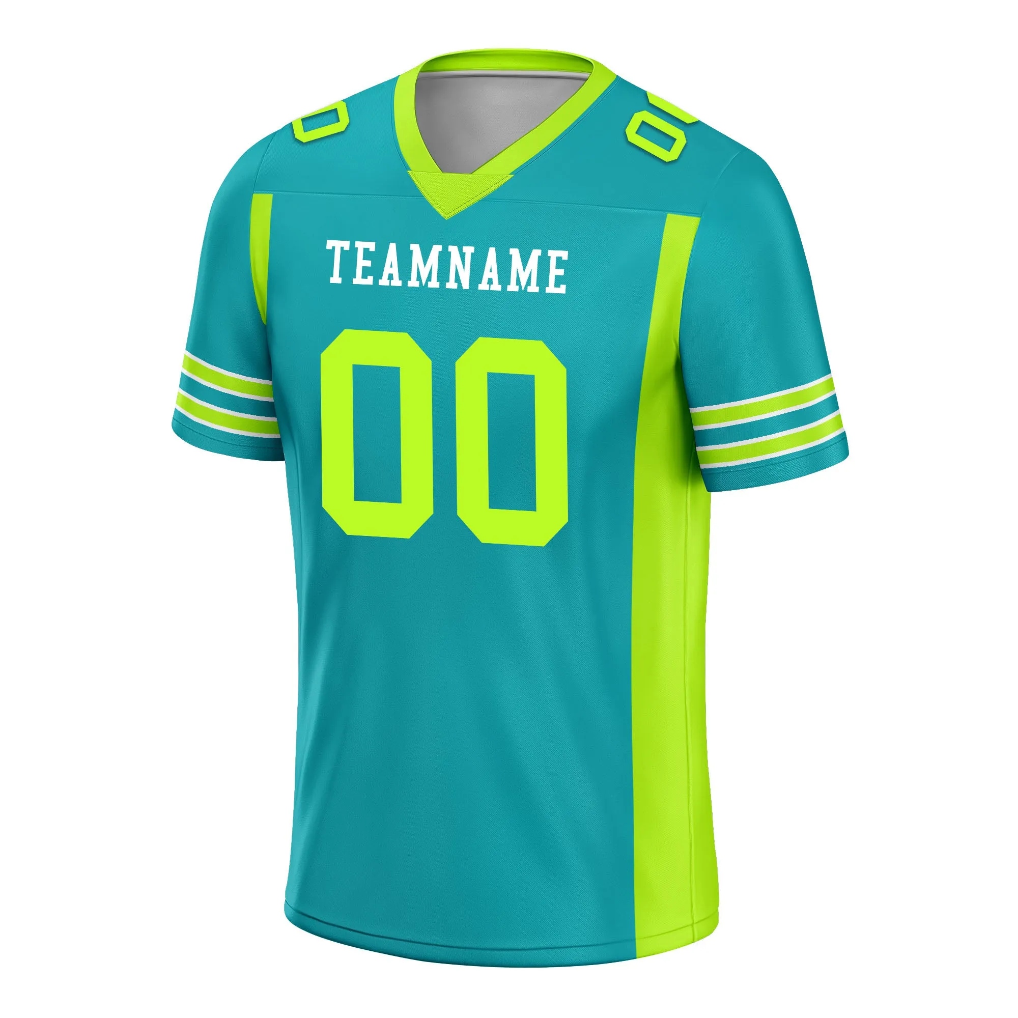 Custom Mint Green Striped Sleeves Personalized Authentic Football Jersey FBJ02-D06047