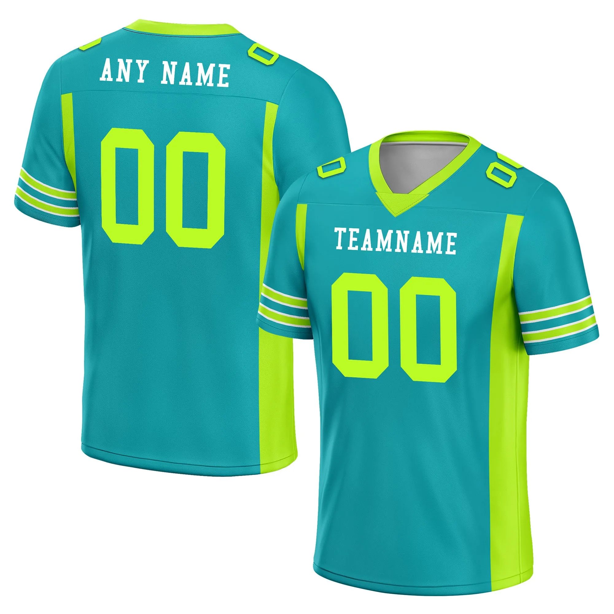 Custom Mint Green Striped Sleeves Personalized Authentic Football Jersey FBJ02-D06047