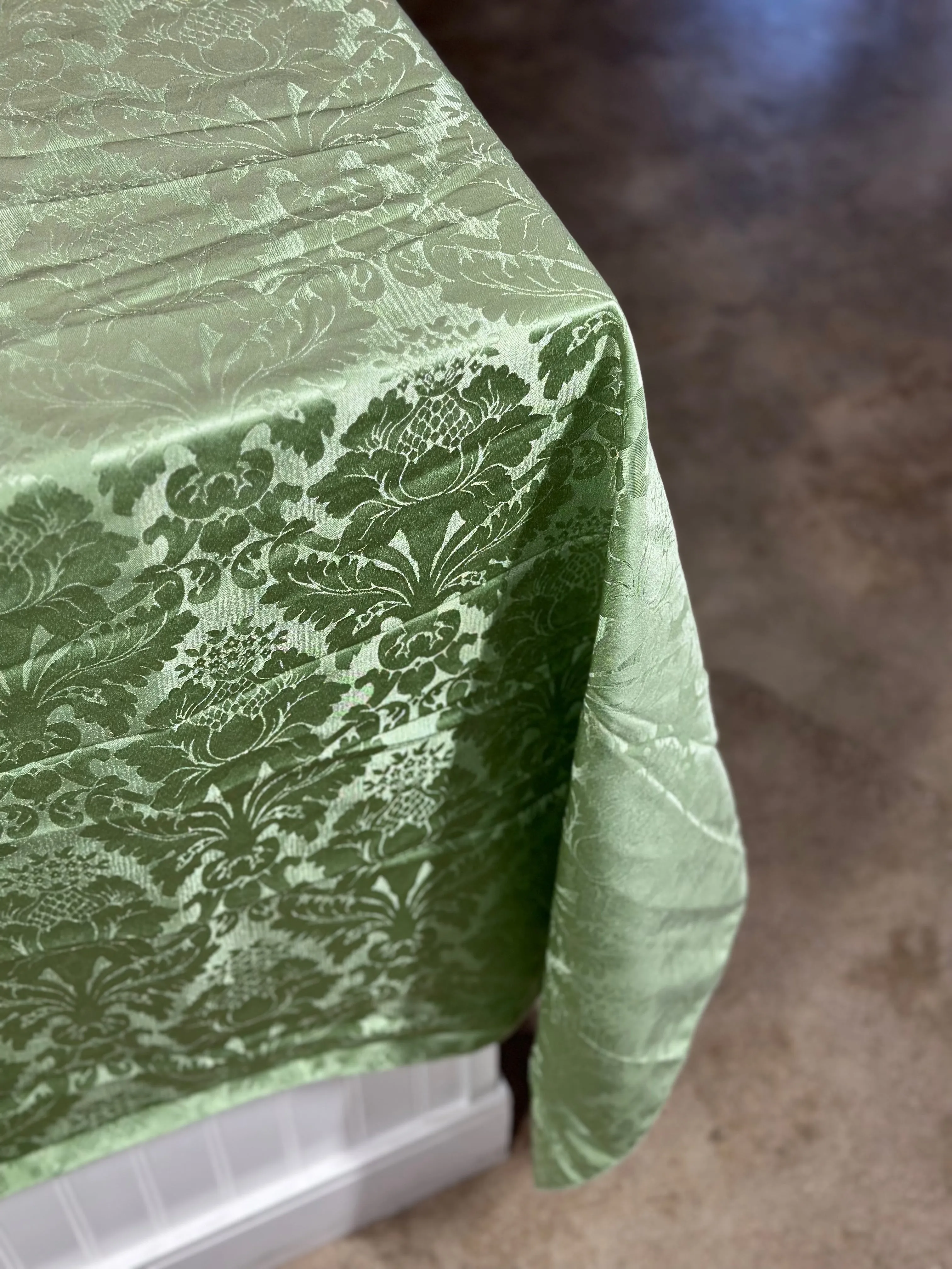 Damask Poly Table Linen in Sage 1152