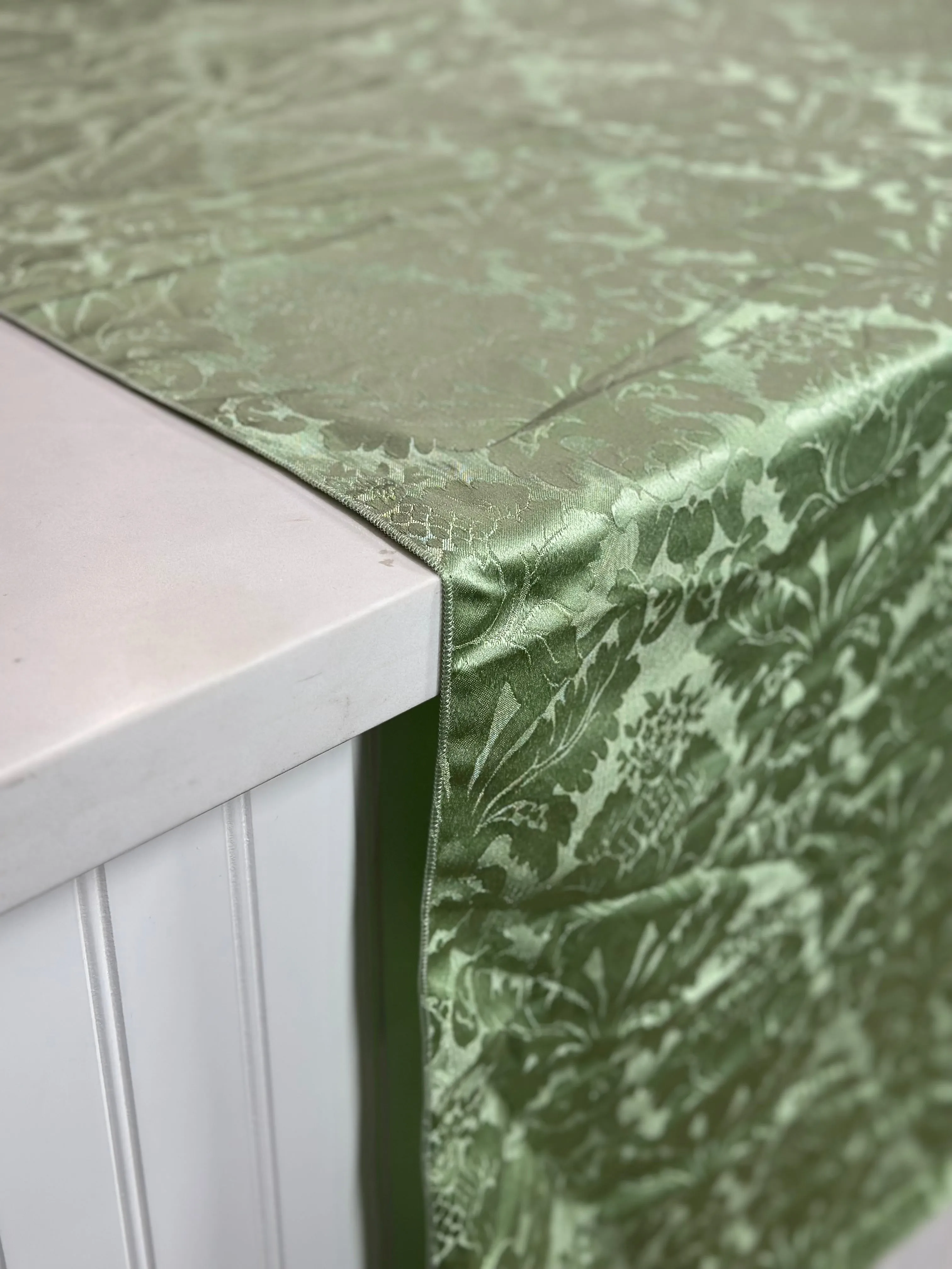 Damask Poly Table Linen in Sage 1152