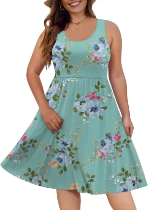 DB MOON Womens Sleeveless Dresses with Pockets Summer Casual Knee Length Sundress