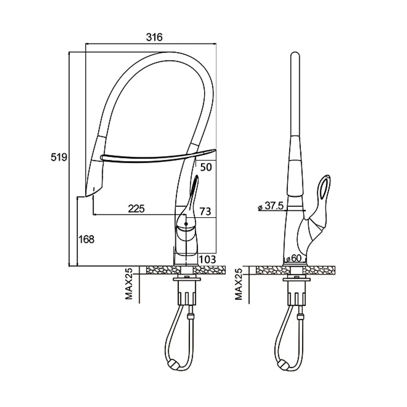 Dual Control Single Handle Faucet Magnetic Suction Kitchen Faucet