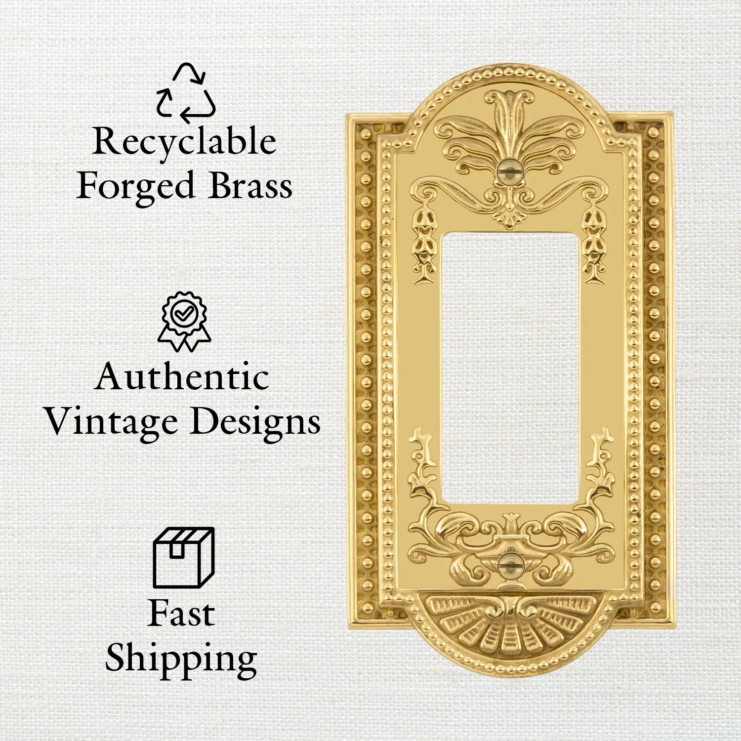 Egg & Dart Switch Plate with Single Toggle in Polished Brass