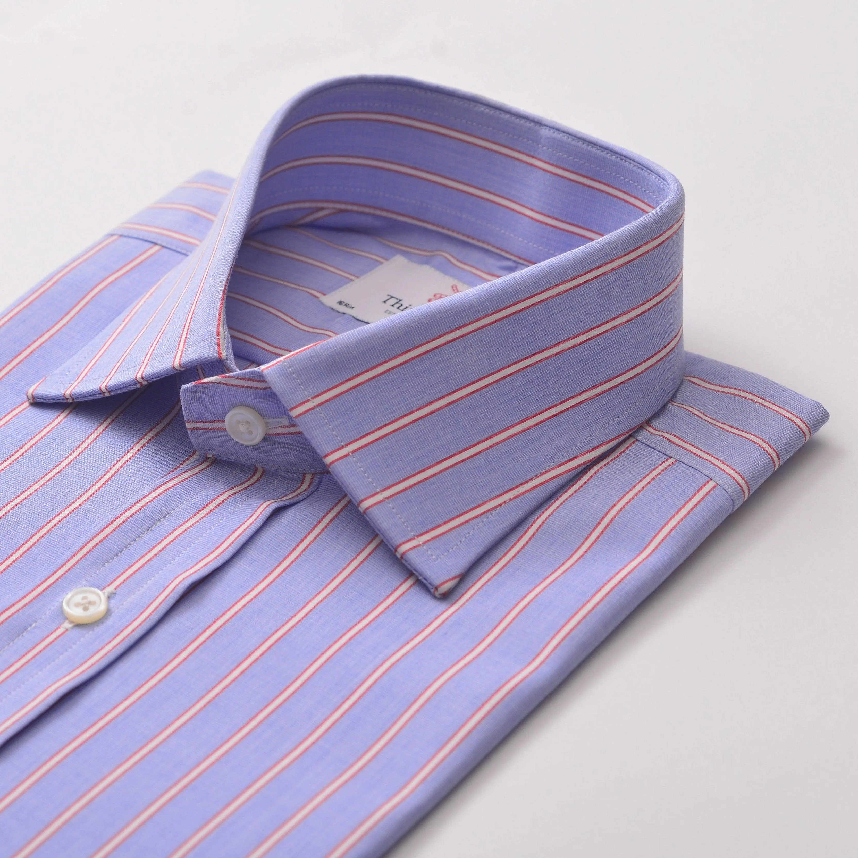 End On End Stripe Azure Red Regular Shirt