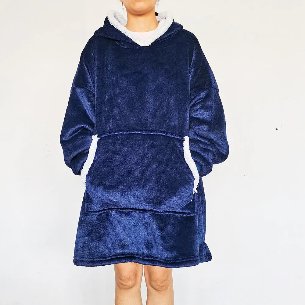 Flannel Home Wear Lazy Pullover TV Blanket Outdoor Warm Hoody Blanket Hooded Nightgown
