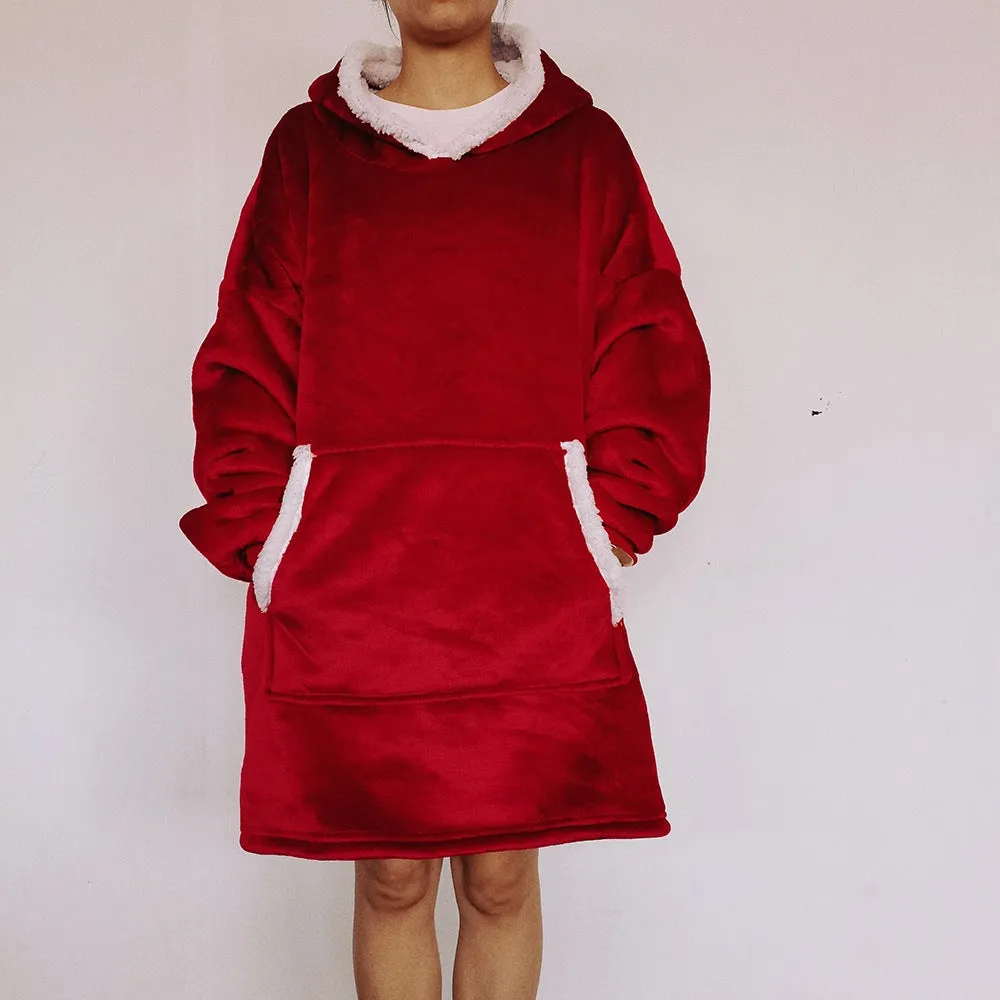 Flannel Home Wear Lazy Pullover TV Blanket Outdoor Warm Hoody Blanket Hooded Nightgown