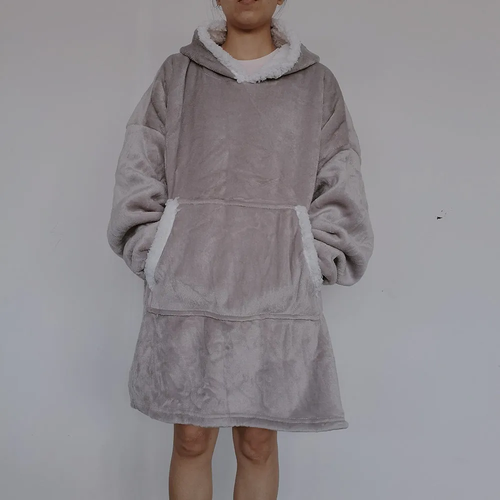 Flannel Home Wear Lazy Pullover TV Blanket Outdoor Warm Hoody Blanket Hooded Nightgown