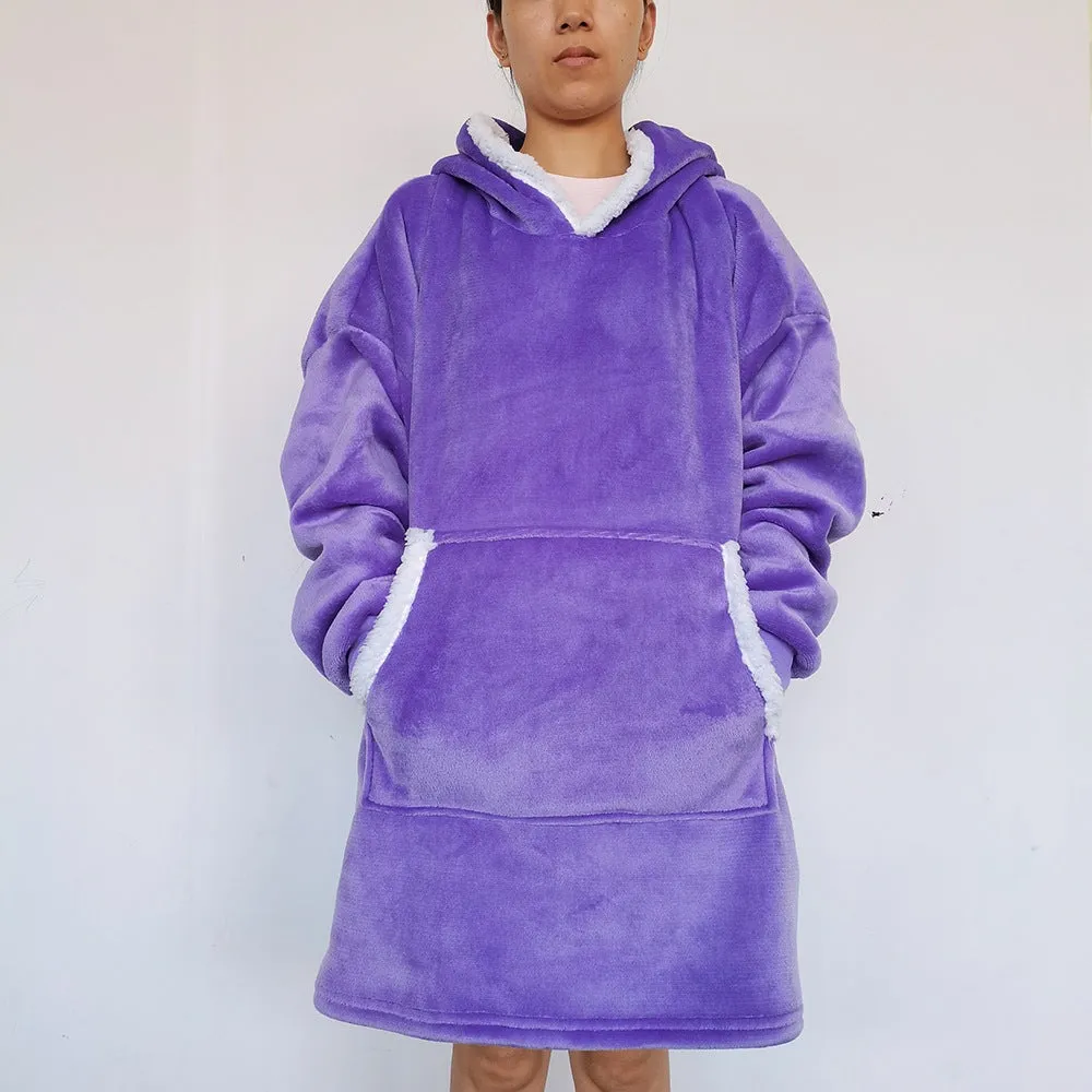 Flannel Home Wear Lazy Pullover TV Blanket Outdoor Warm Hoody Blanket Hooded Nightgown