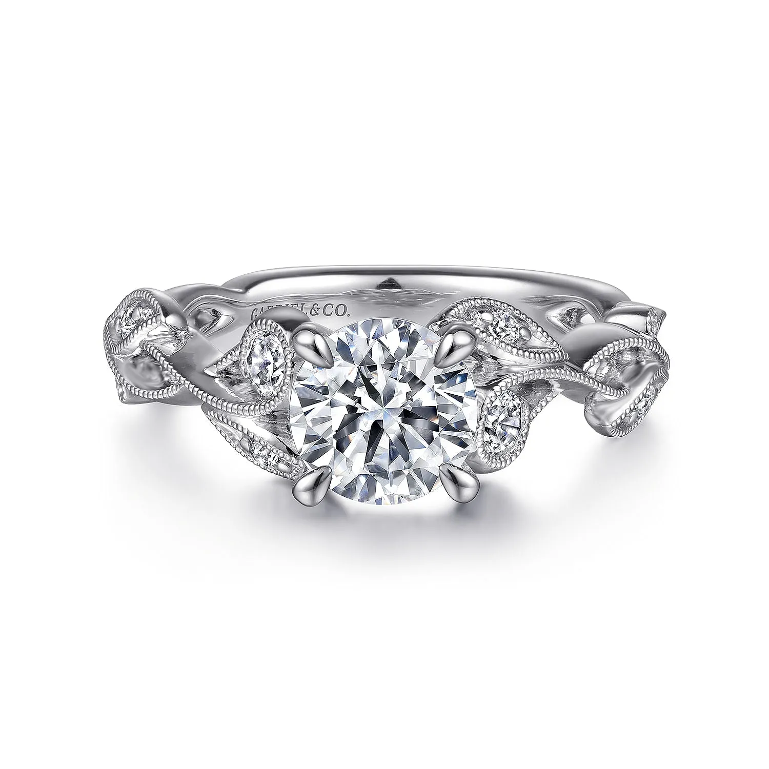 Gabriel & Co. White Gold Halo Round Diamond Engagement Ring ER15626R4W44JJ.CSCZ