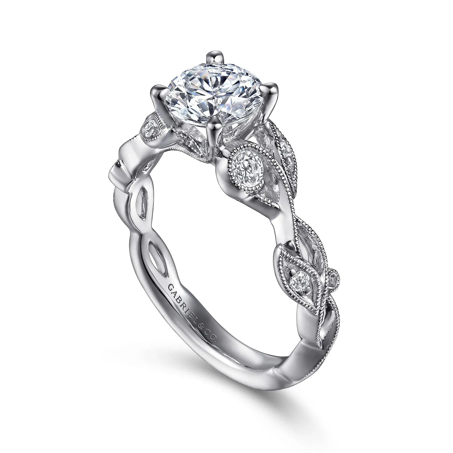 Gabriel & Co. White Gold Halo Round Diamond Engagement Ring ER15626R4W44JJ.CSCZ