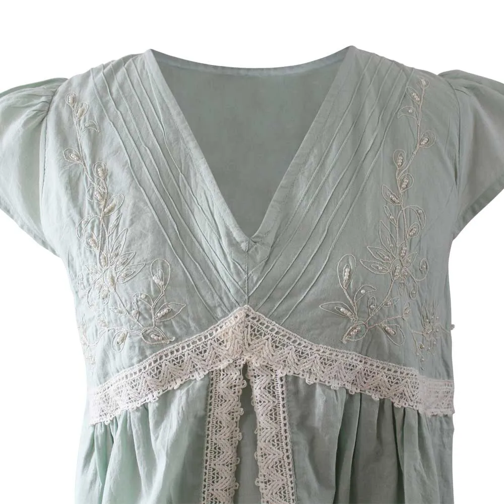 Green "Valerie" Pearl Seed Nightdress
