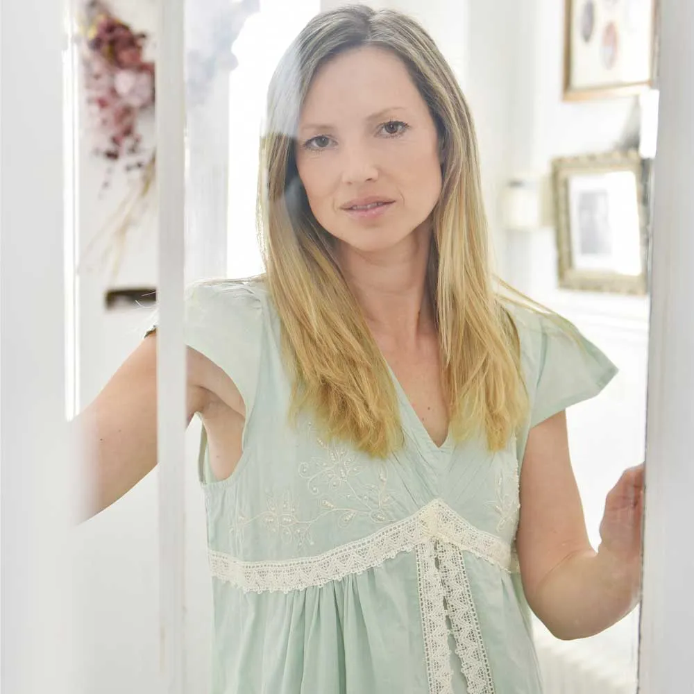 Green "Valerie" Pearl Seed Nightdress