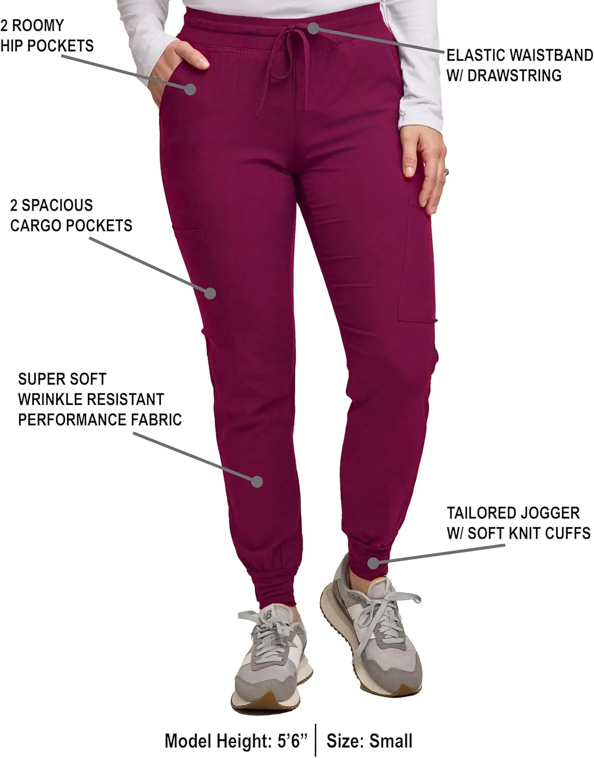 Green Town Scrubs for Women - Jogger Scrub Pant, Yoga Waistband, 4 Pockets, Stretch Fabric, Easy Care