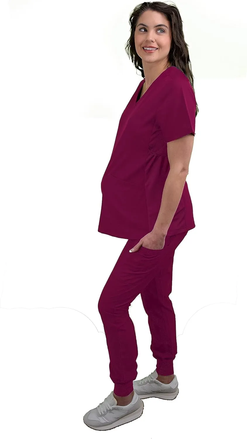Green Town Scrubs for Women - Maternity V-Neck Scrub Top, 2 Pockets, Lightweight, Stretch Fabric, Easy Care