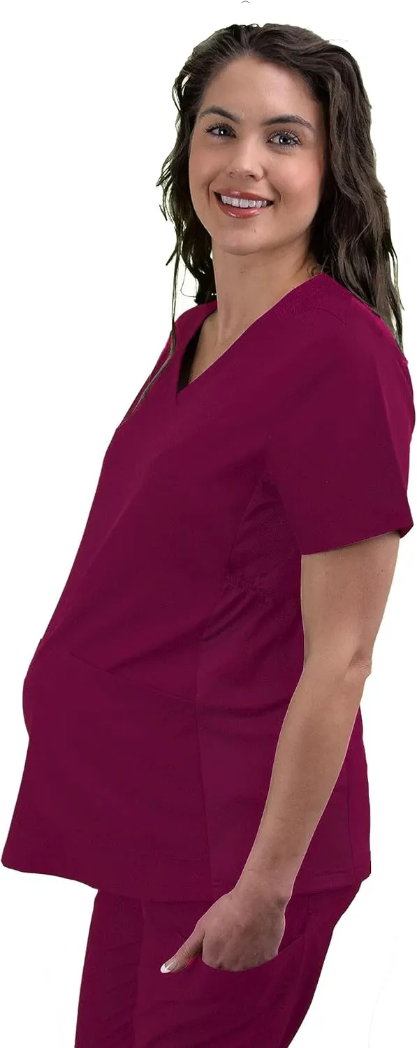 Green Town Scrubs for Women - Maternity V-Neck Scrub Top, 2 Pockets, Lightweight, Stretch Fabric, Easy Care