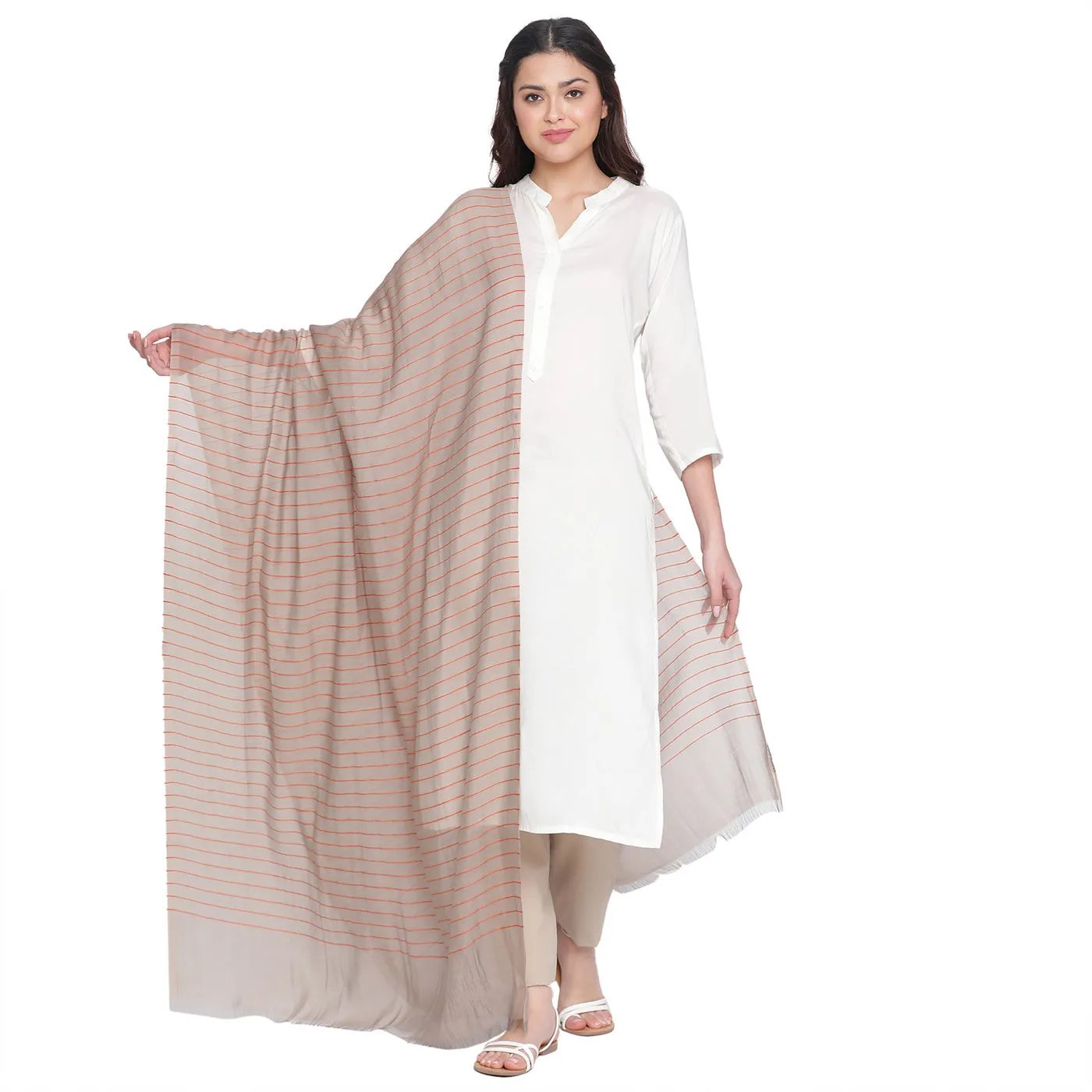 Grey Silk Blend Dobby Dupatta