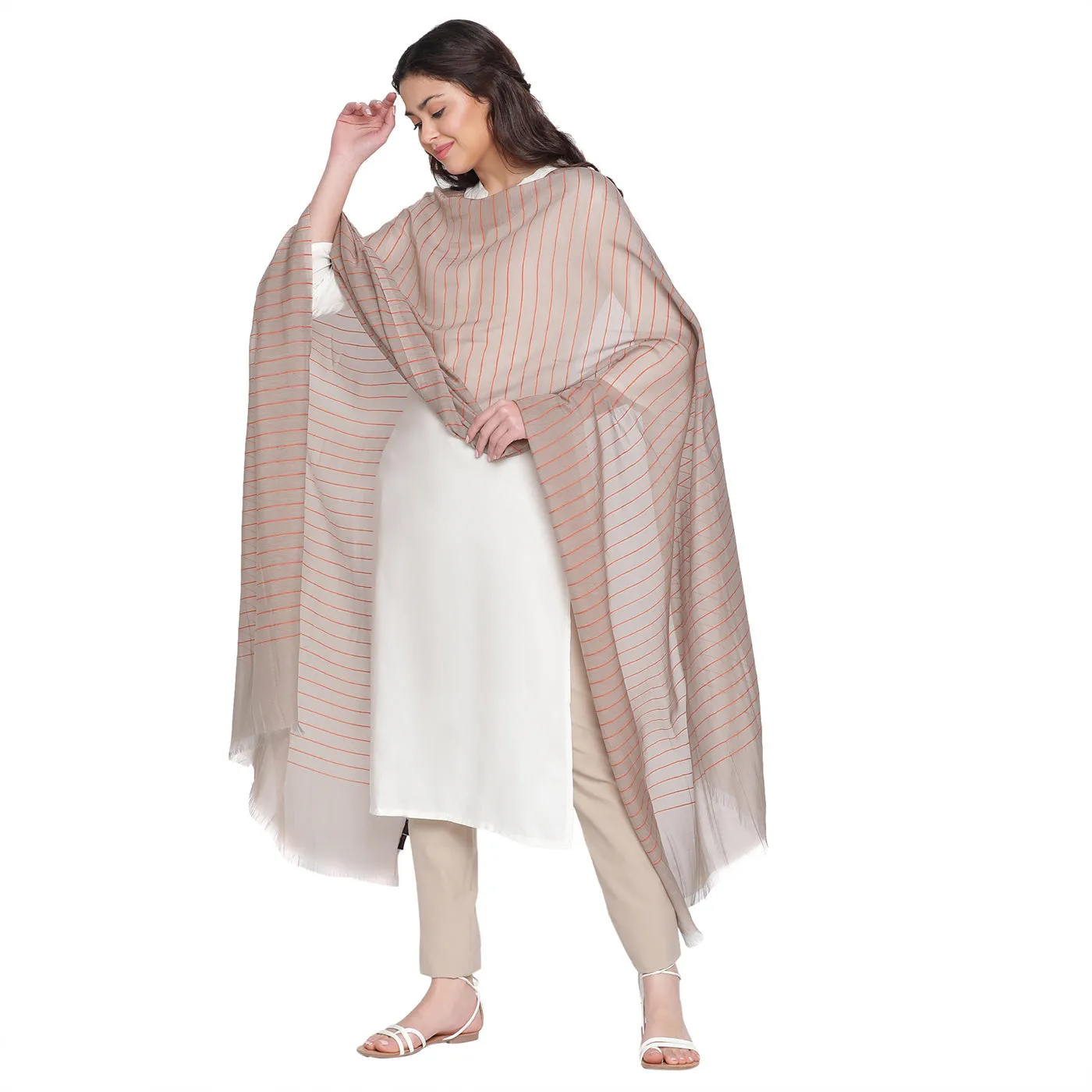 Grey Silk Blend Dobby Dupatta