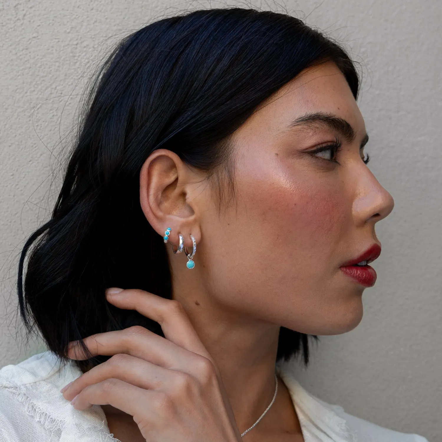 Hammered Turquoise Azure Hoops