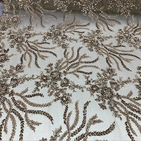 Handmade Floral Luxury Flowers Sequins Beaded Mesh Lace