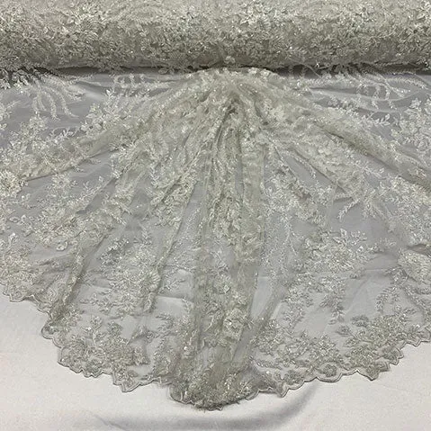 Handmade Floral Luxury Flowers Sequins Beaded Mesh Lace