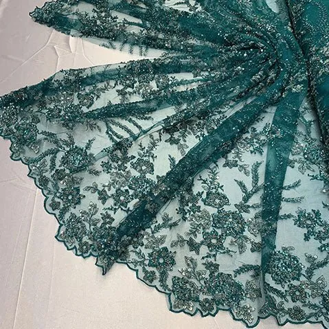 Handmade Floral Luxury Flowers Sequins Beaded Mesh Lace