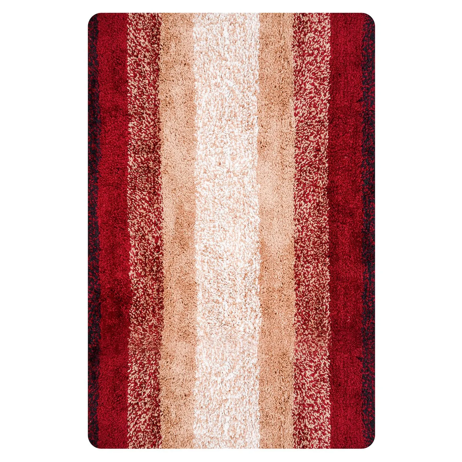 Heart Home Carpet | Shaggy Carpet for Living Room | Fluffy Carpet for Bedroom | Maroon Patta Rainbow Carpet | Floor Carpet Rug | Non-Slip Bedside Rug | 3x5 Feet | Cream