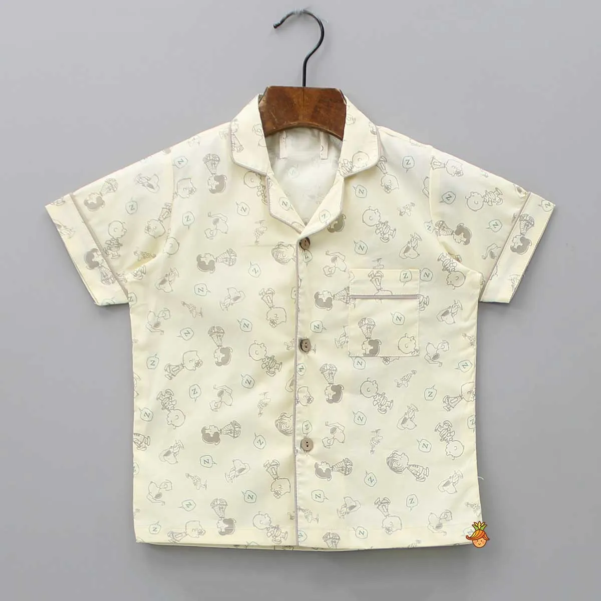 Human Printed Yellow Sleepwear